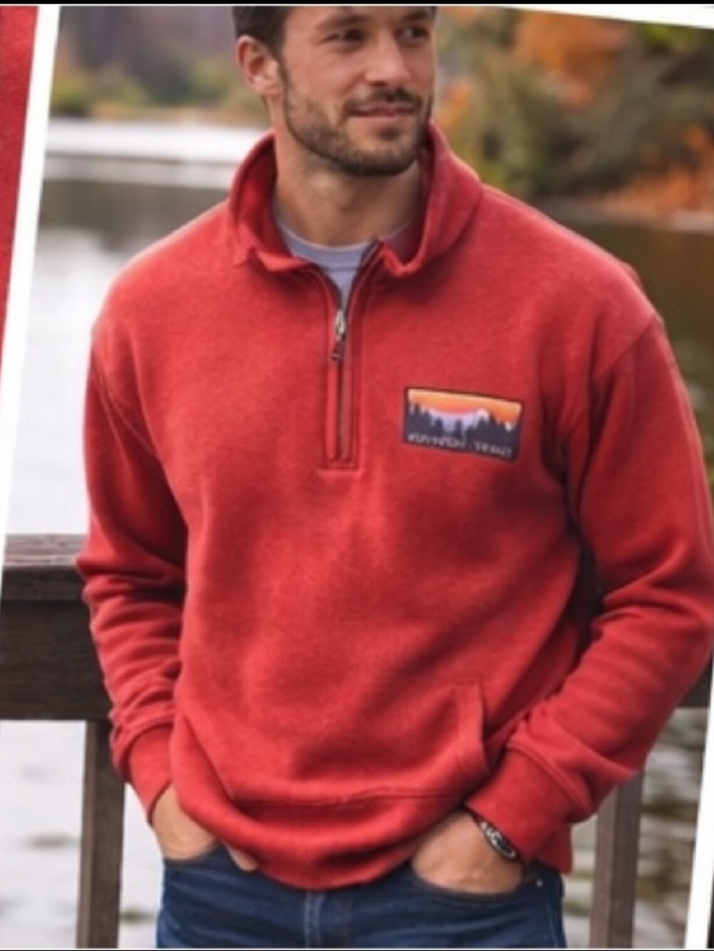 Southern Trend Men’s M Red Quarter Zip Fleece Pullover Outdoor Sweatshirt